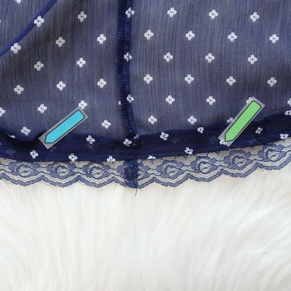 💰3/$25  Sleeveless Hi Lo Dress Sheer Sleeveless Lace Detail Floral Small - Picture 12 of 12